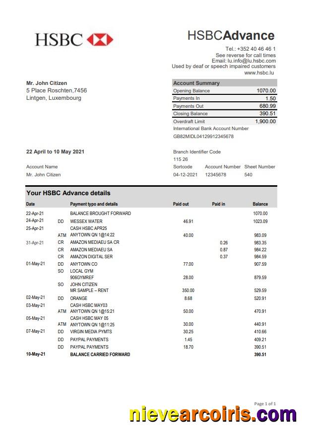 Luxembourg HSBC excel